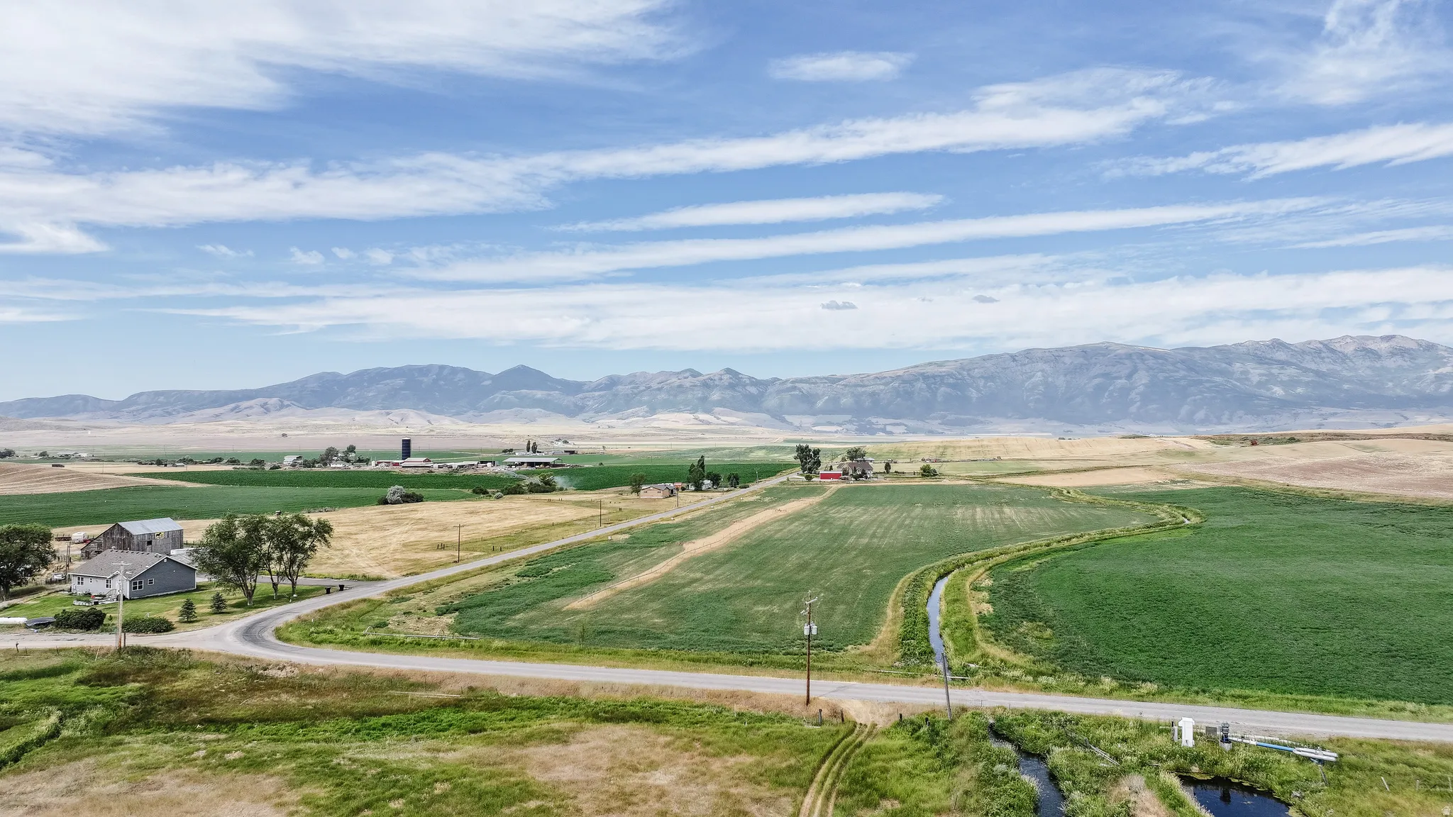 View of mountain background with rural landscape