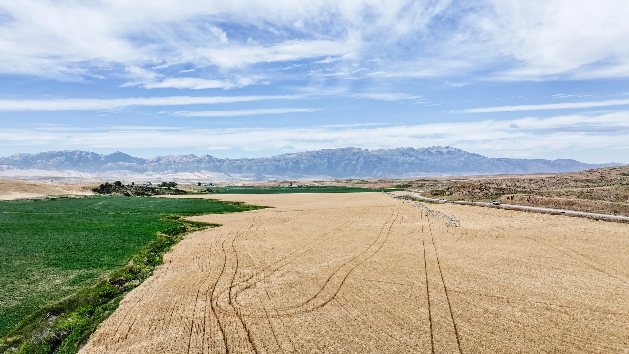 View of mountain background with rural landscape