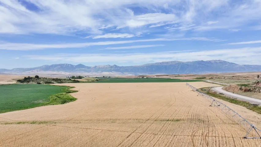 View of mountain background featuring rural landscape