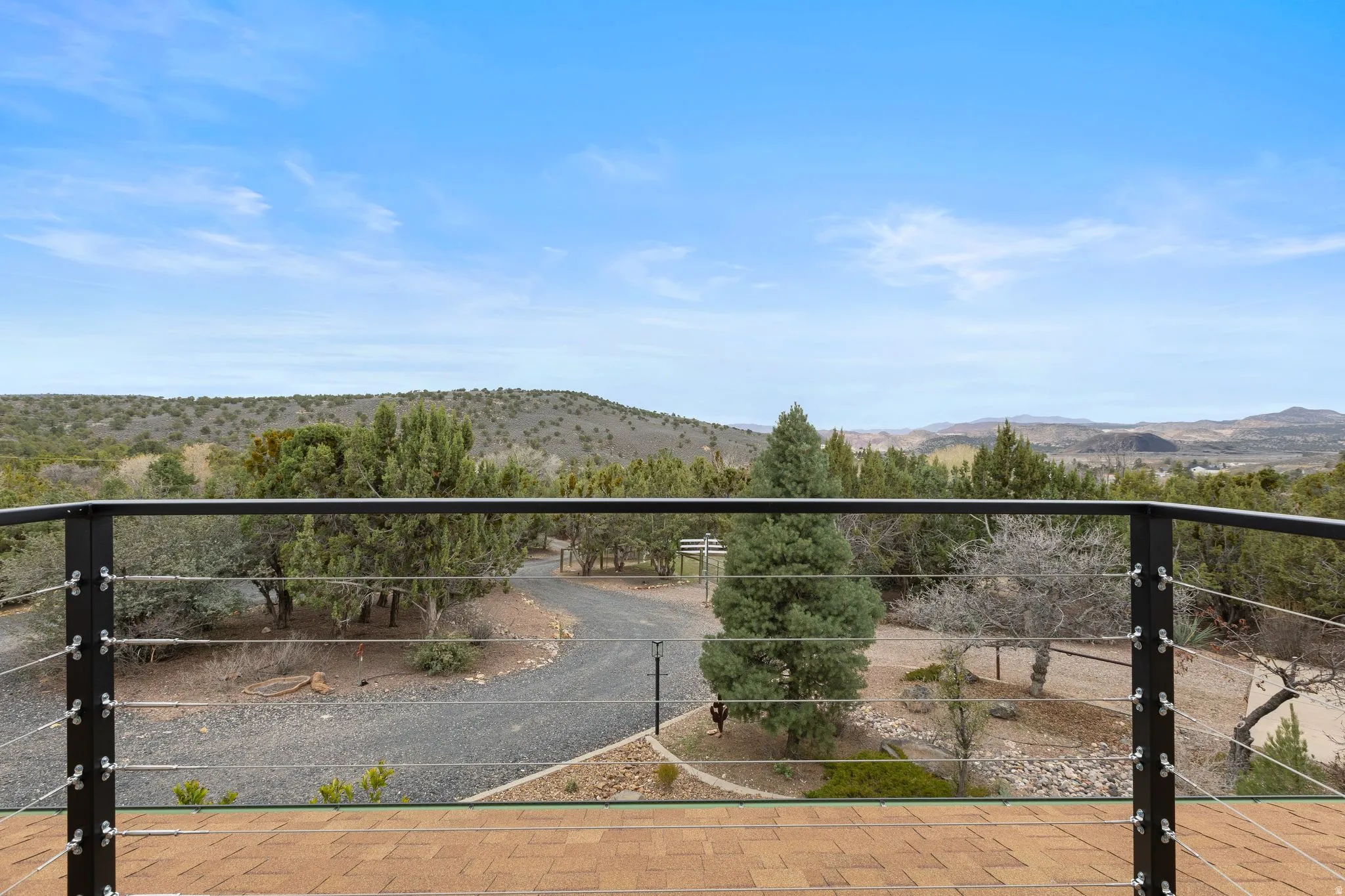 Balcony with a mountain view