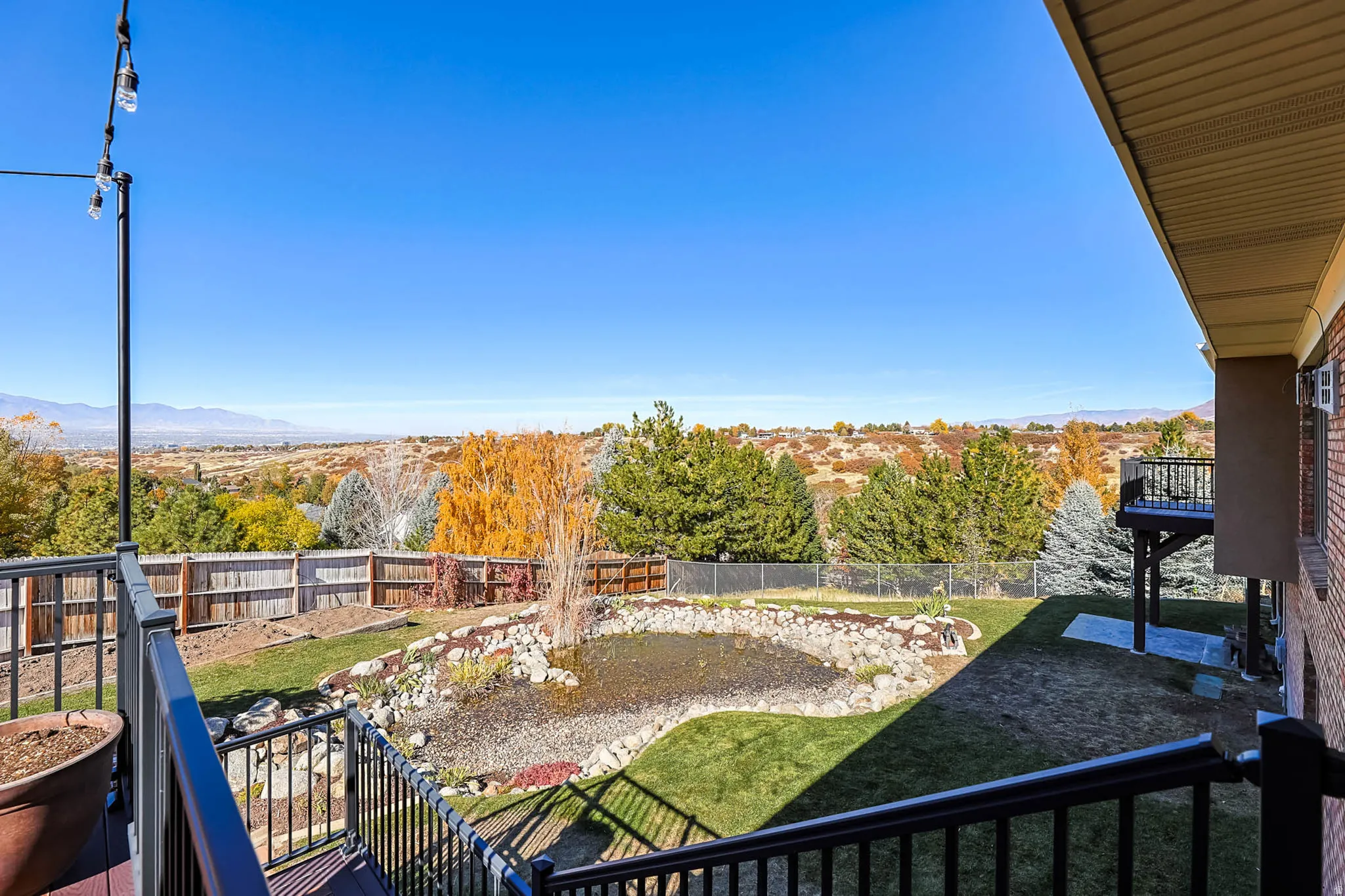 Balcony with a mountain view