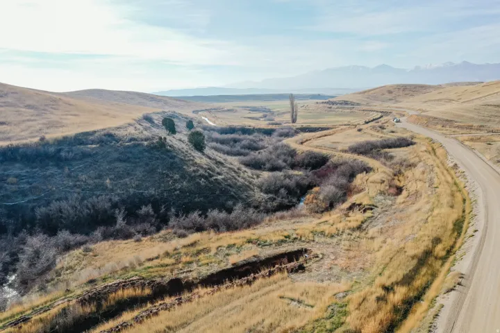 Mountain view with rural landscape