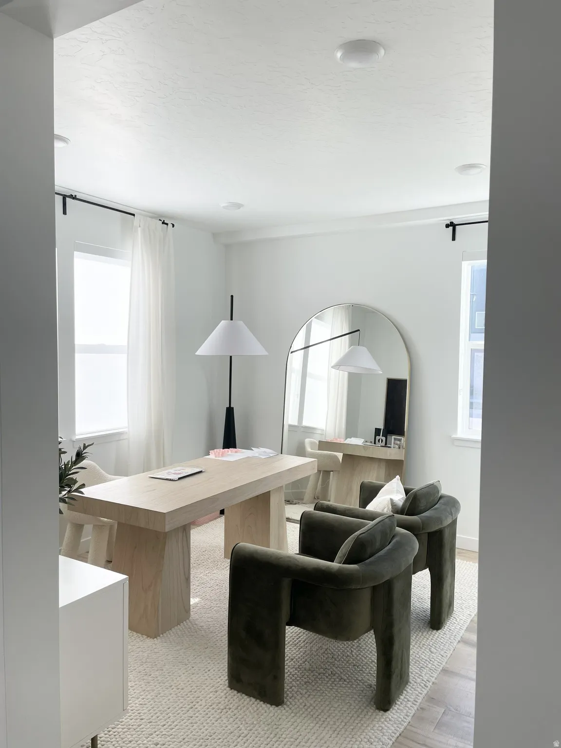 Office featuring plenty of natural light and light wood-style flooring