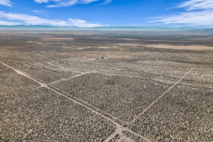 Overview of rural landscape with a desert landscape and mountains