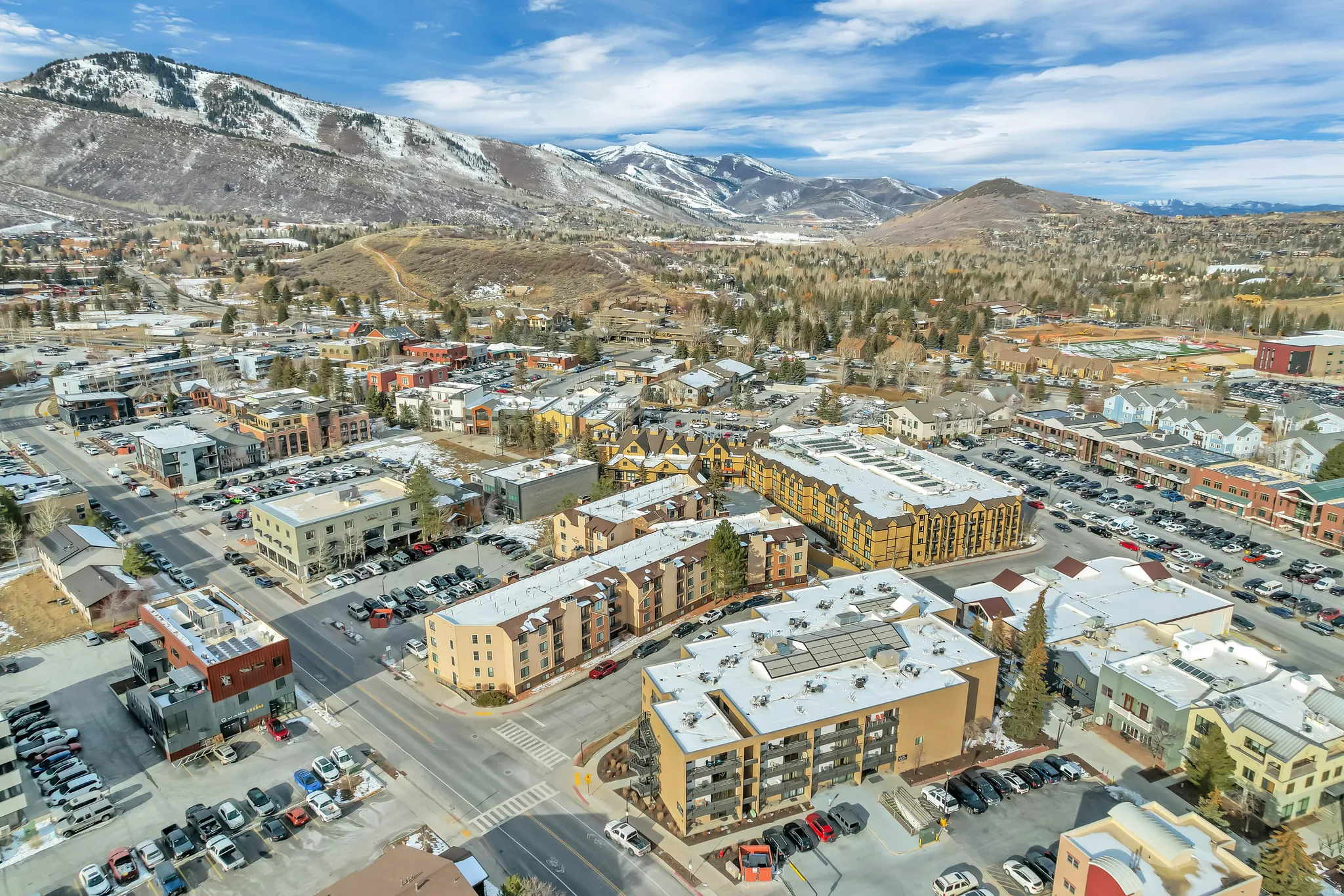 Bird's eye view of a mountain backdrop
