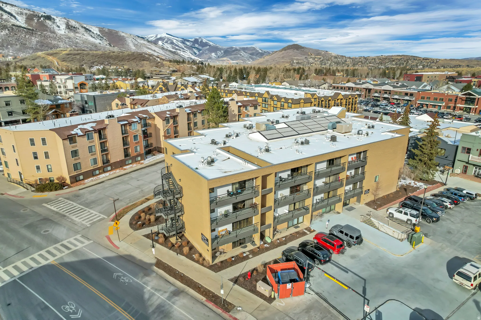 Drone / aerial view of a mountain backdrop