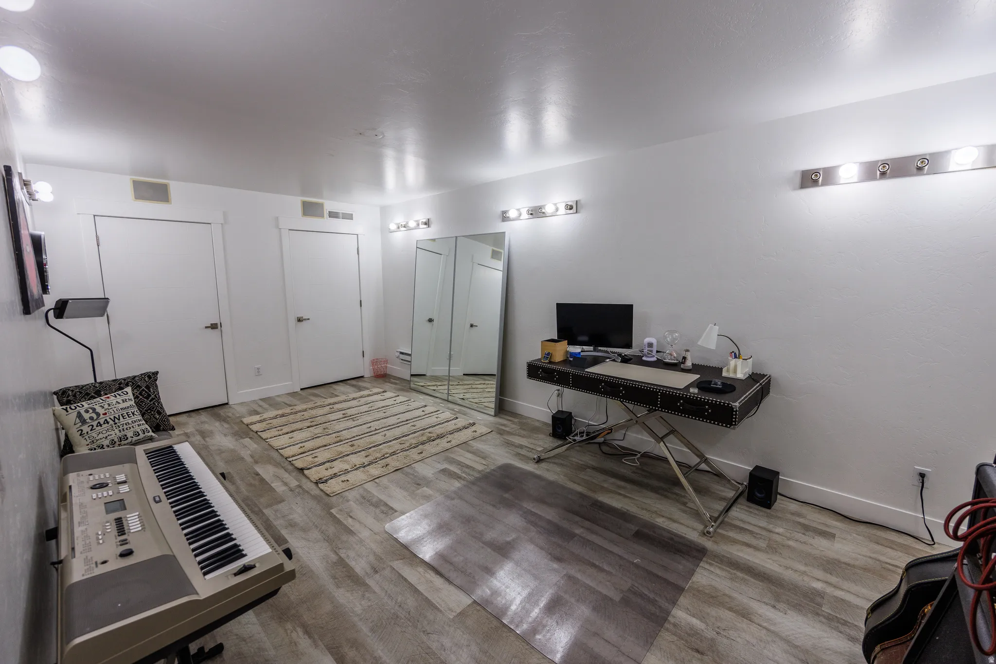 Office space with wood finished floors