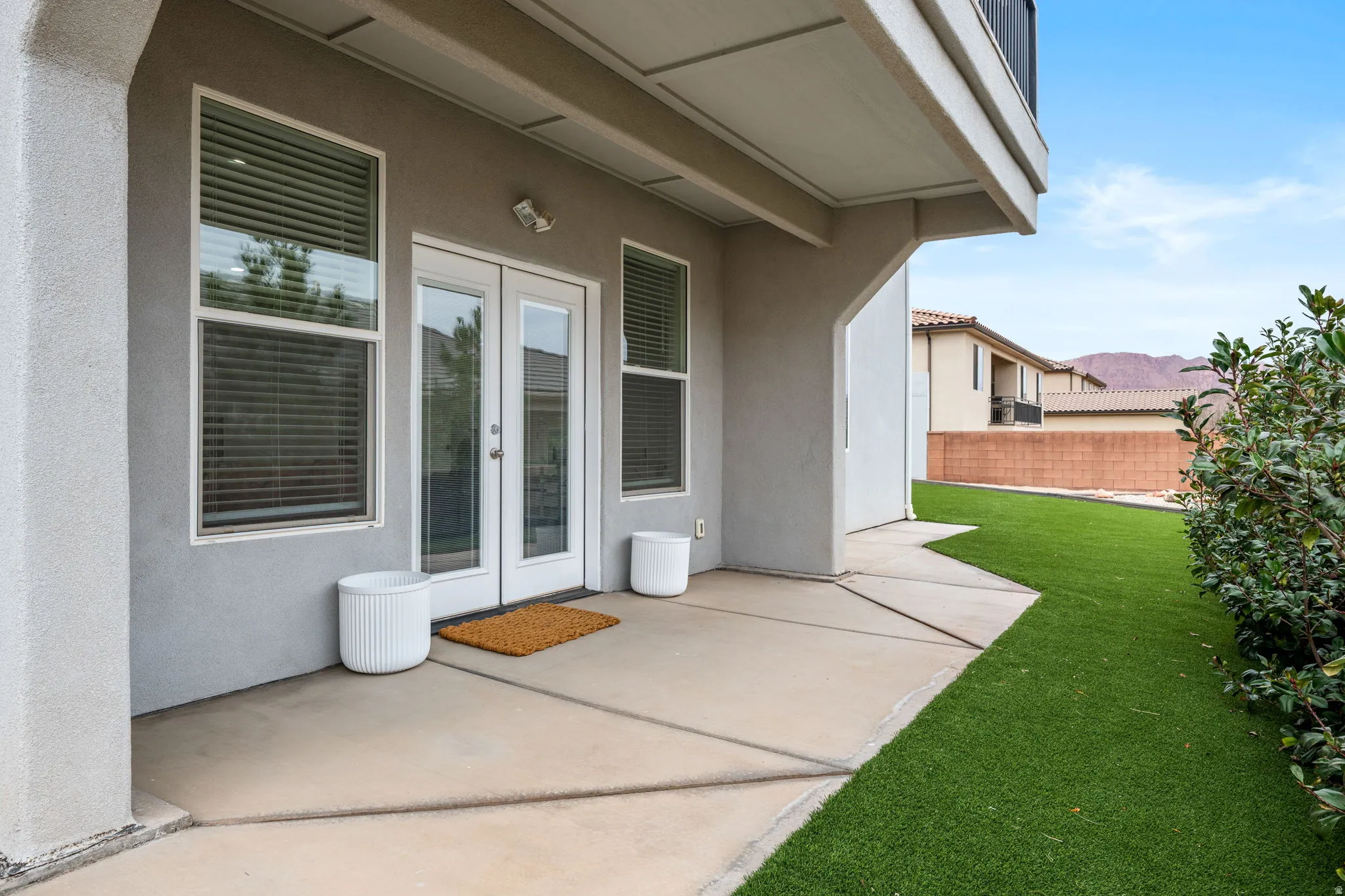 View of patio featuring french doors