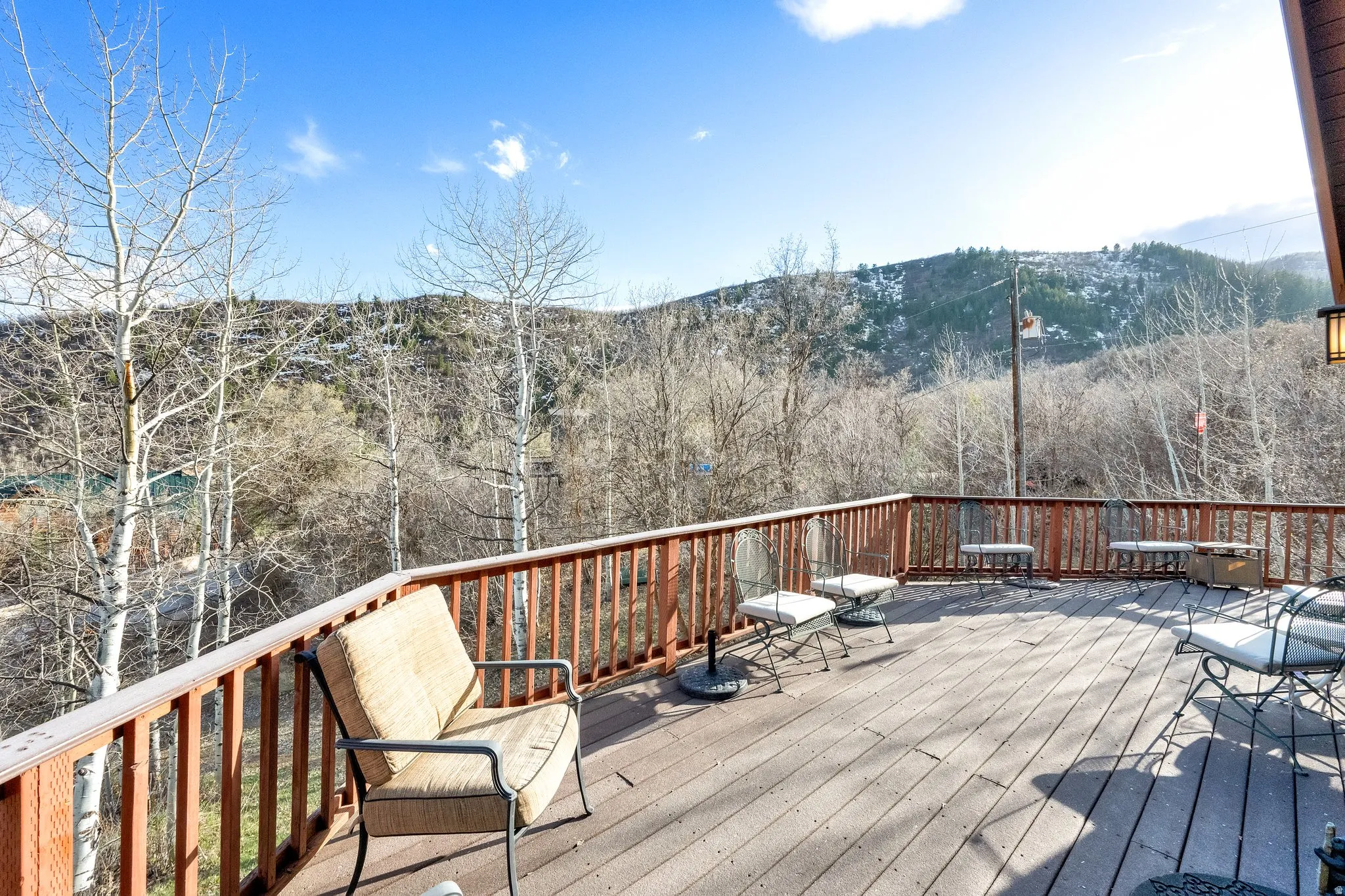 Wooden terrace with a mountain view