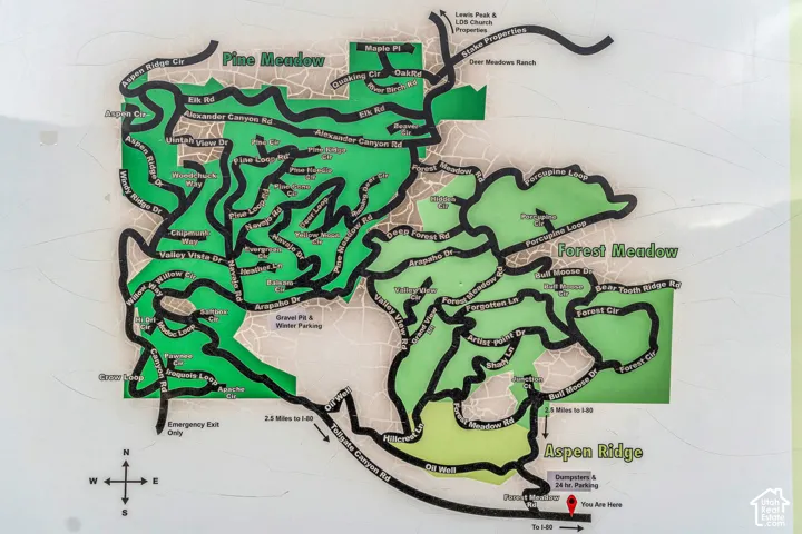 Site Map. Displaying geographical features and routes for the property