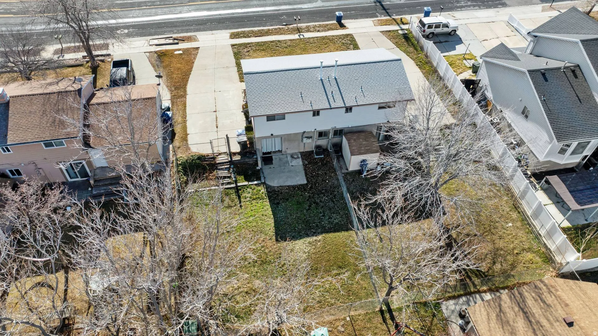 Aerial perspective of suburban area