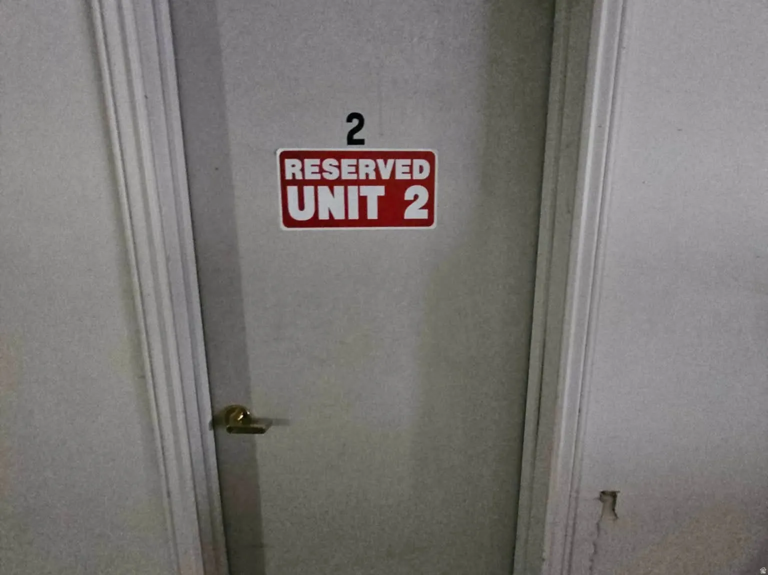 The reserved storage shed is located right in front of the designated parking spots