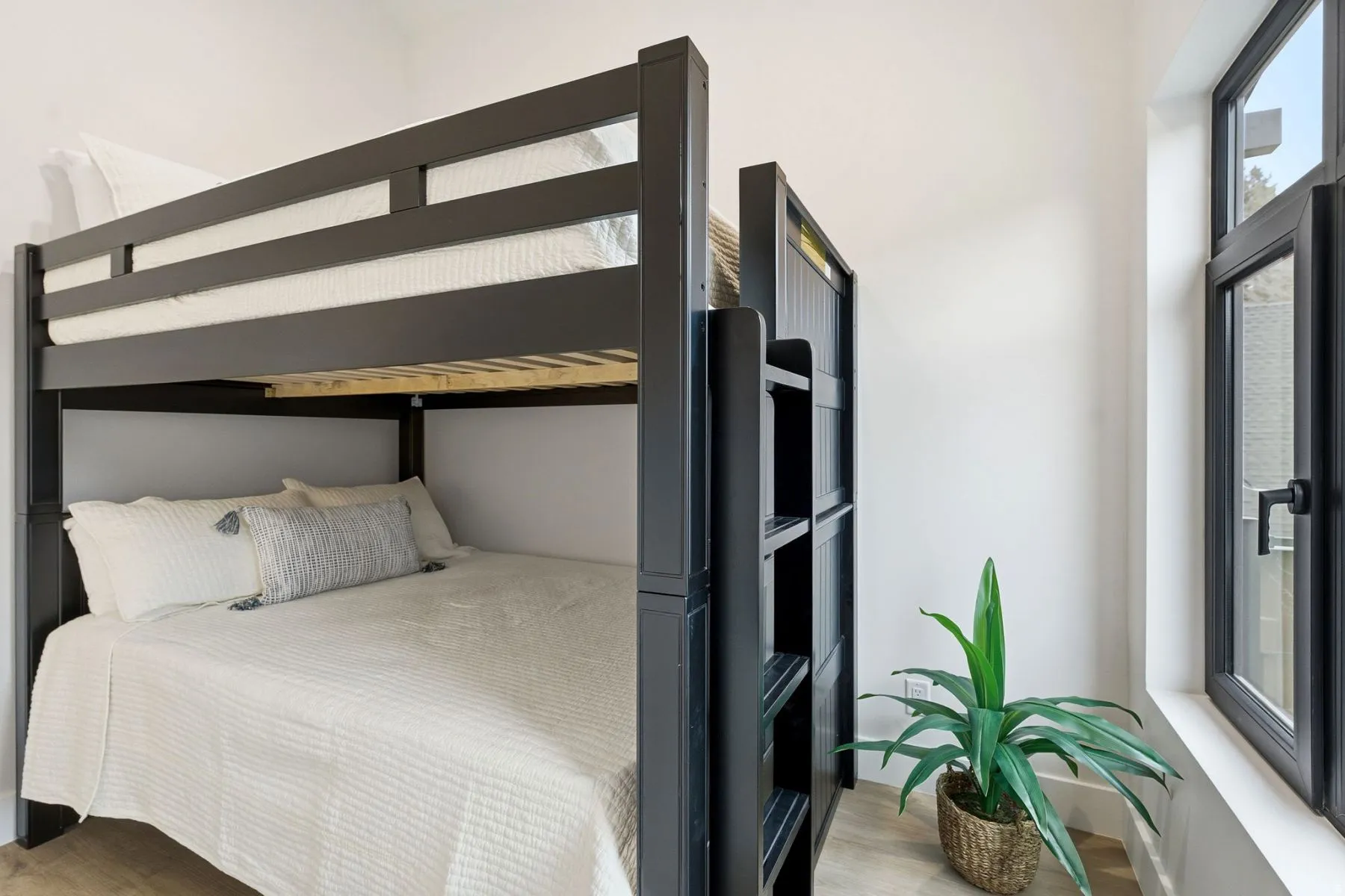 Bedroom with light wood-style flooring