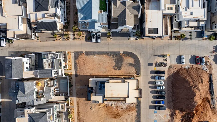 Aerial perspective of suburban area