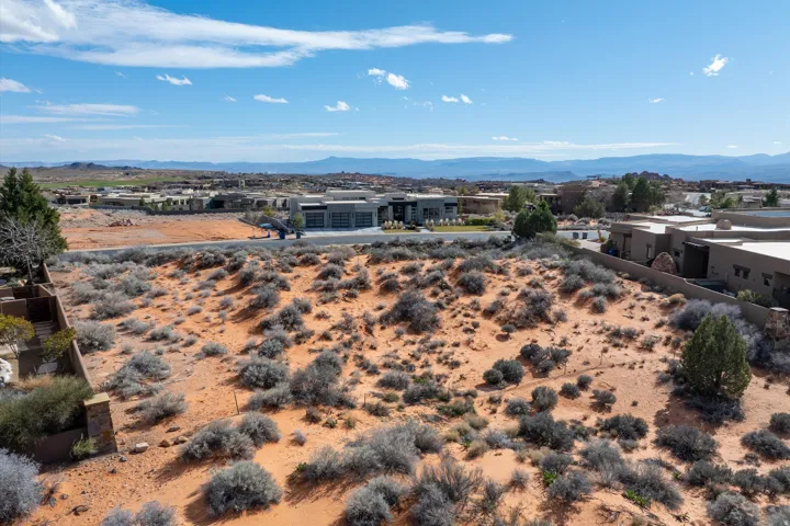 Mountain view with nearby suburban area and a desert landscape