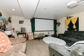 Cinema featuring carpet flooring
