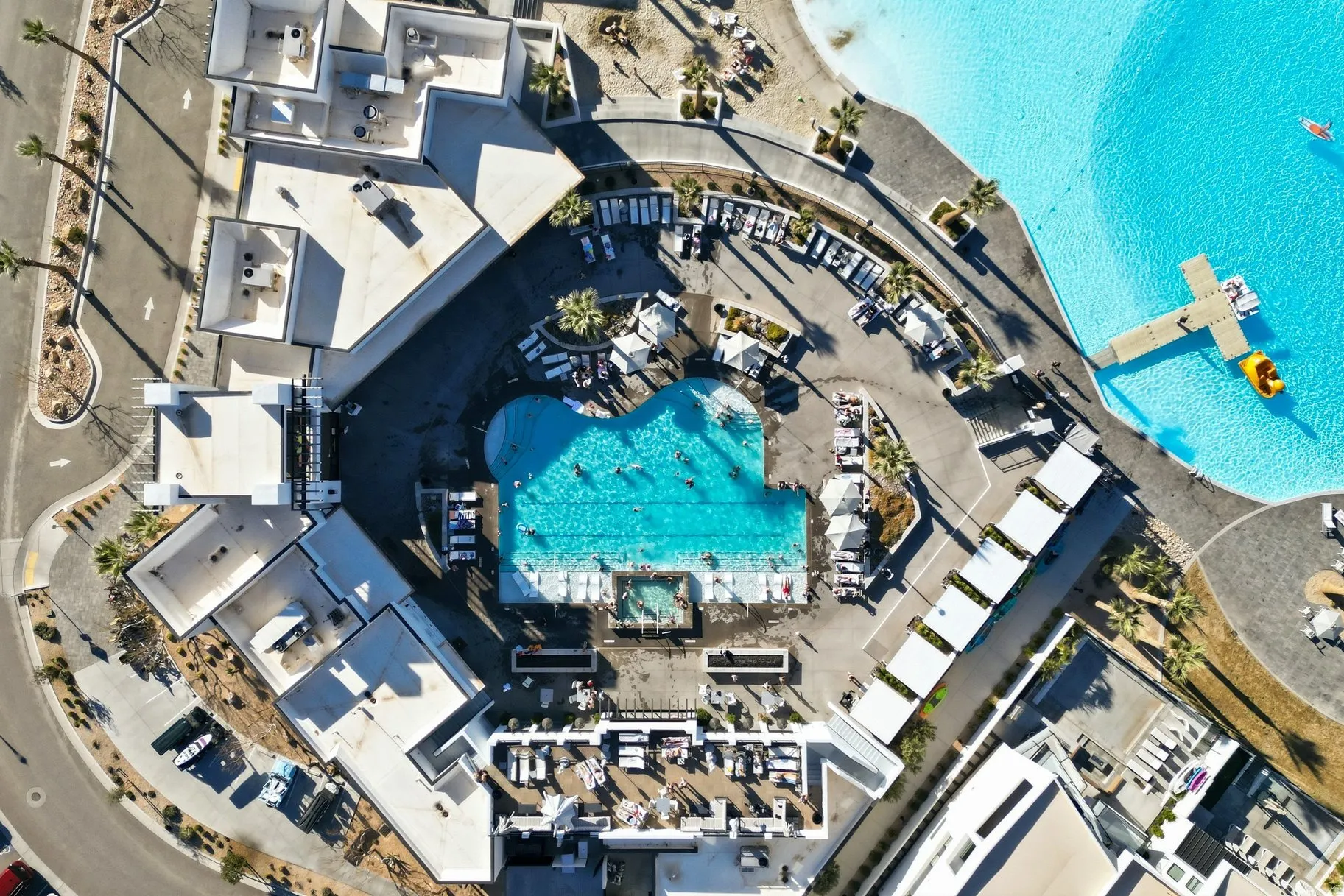 Aerial view of a pool area