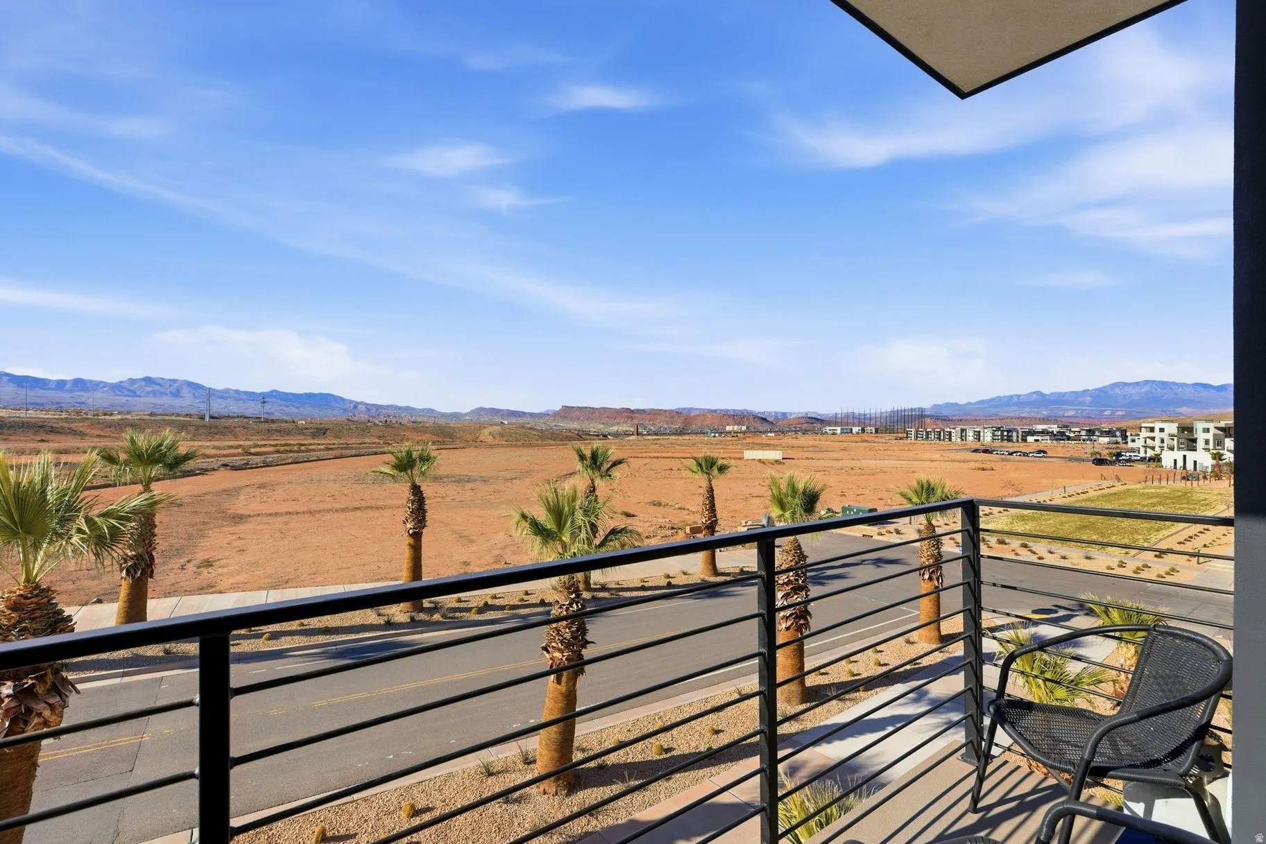 Balcony with a mountain view