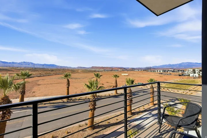 Balcony with a mountain view