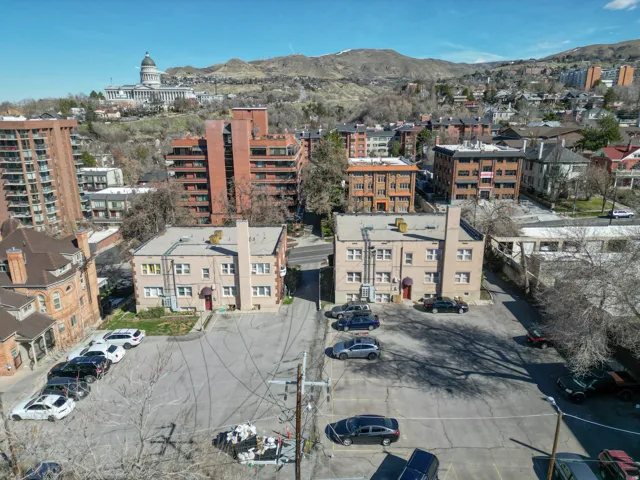 City view with a mountainous background