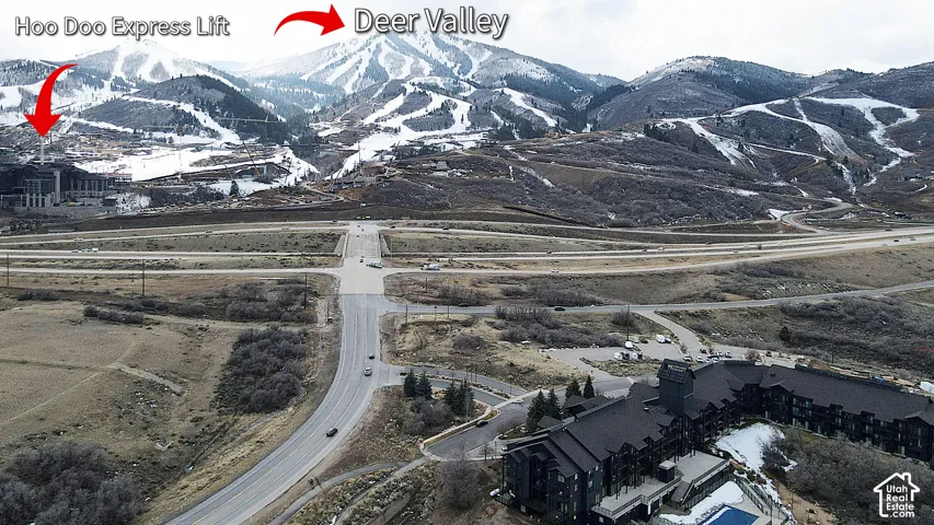 View of mountain backdrop. Winter time
