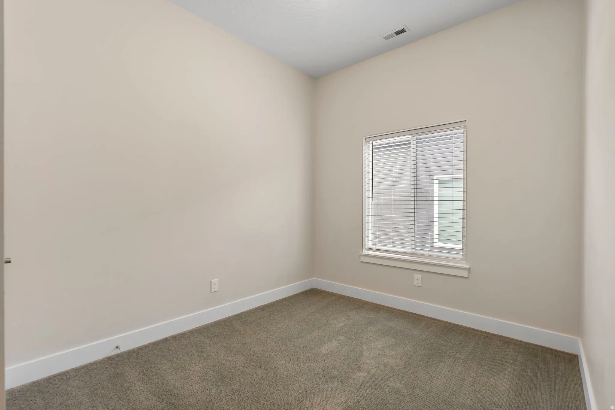 Carpeted empty room featuring baseboards