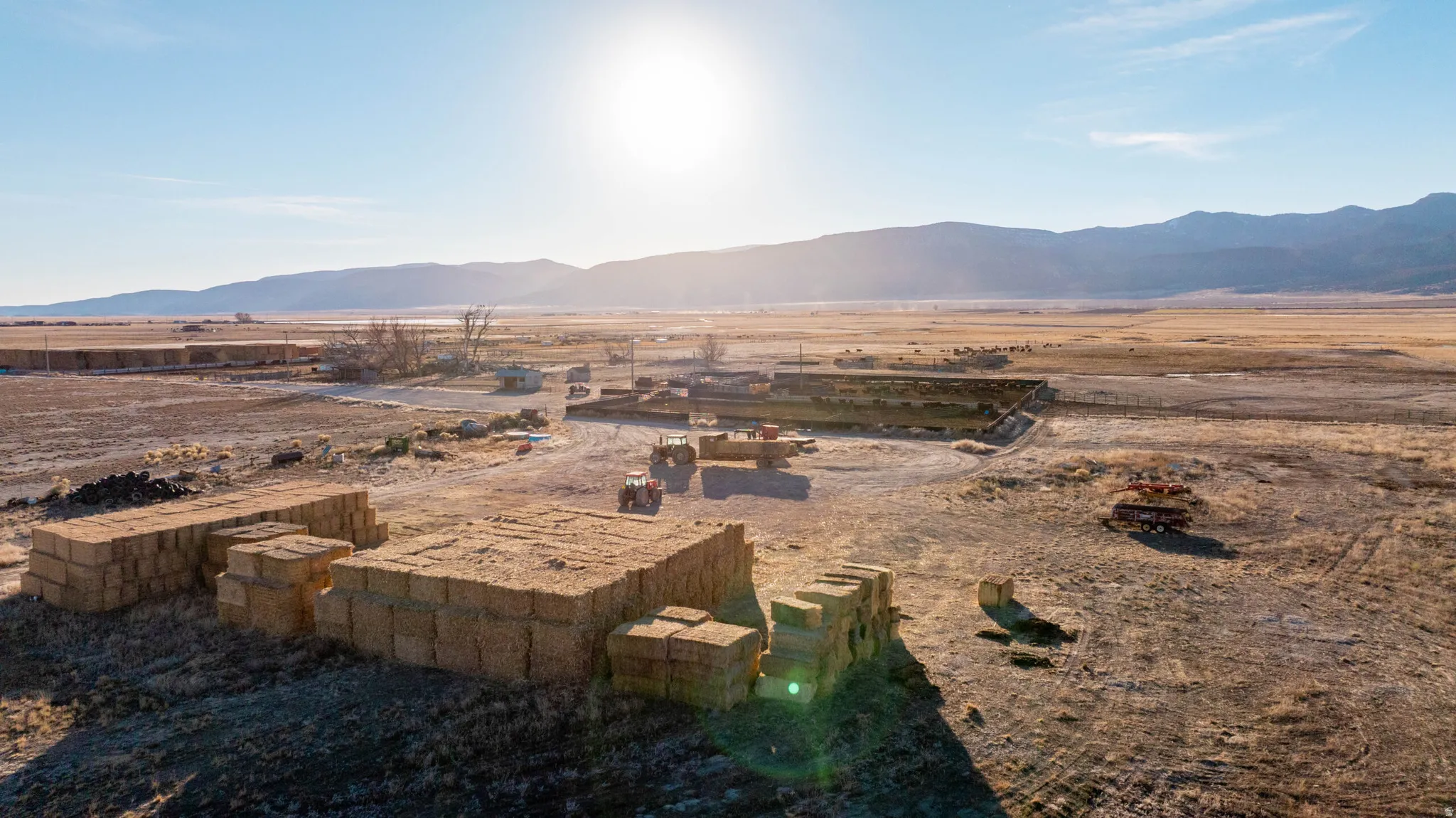 View of mountain background with a desert landscape and rural landscape