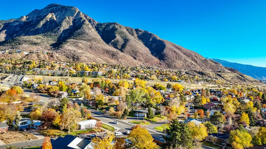 Mountain view with nearby suburban area