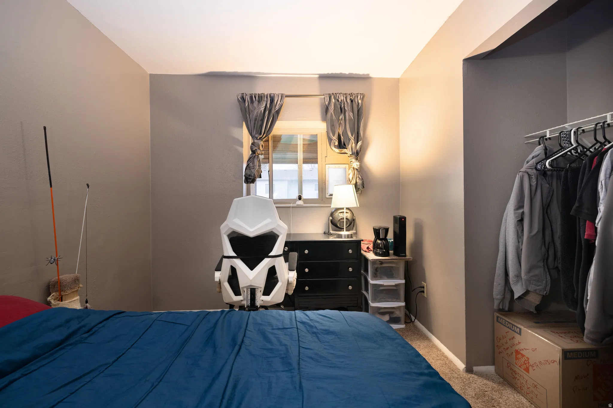 Bedroom with a closet and carpet floors
