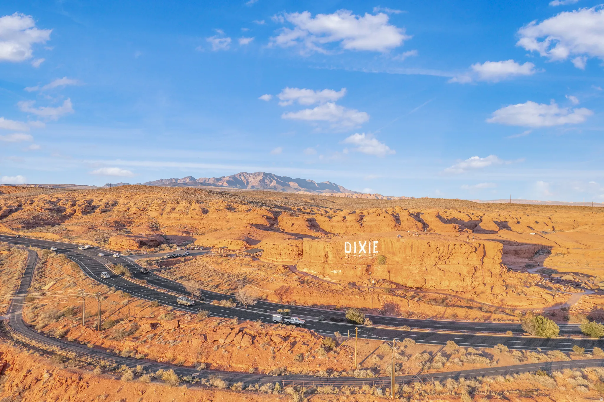 View of mountain backdrop with a desert landscape