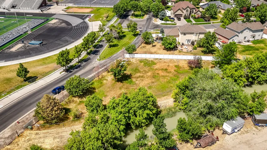 Aerial perspective of suburban area