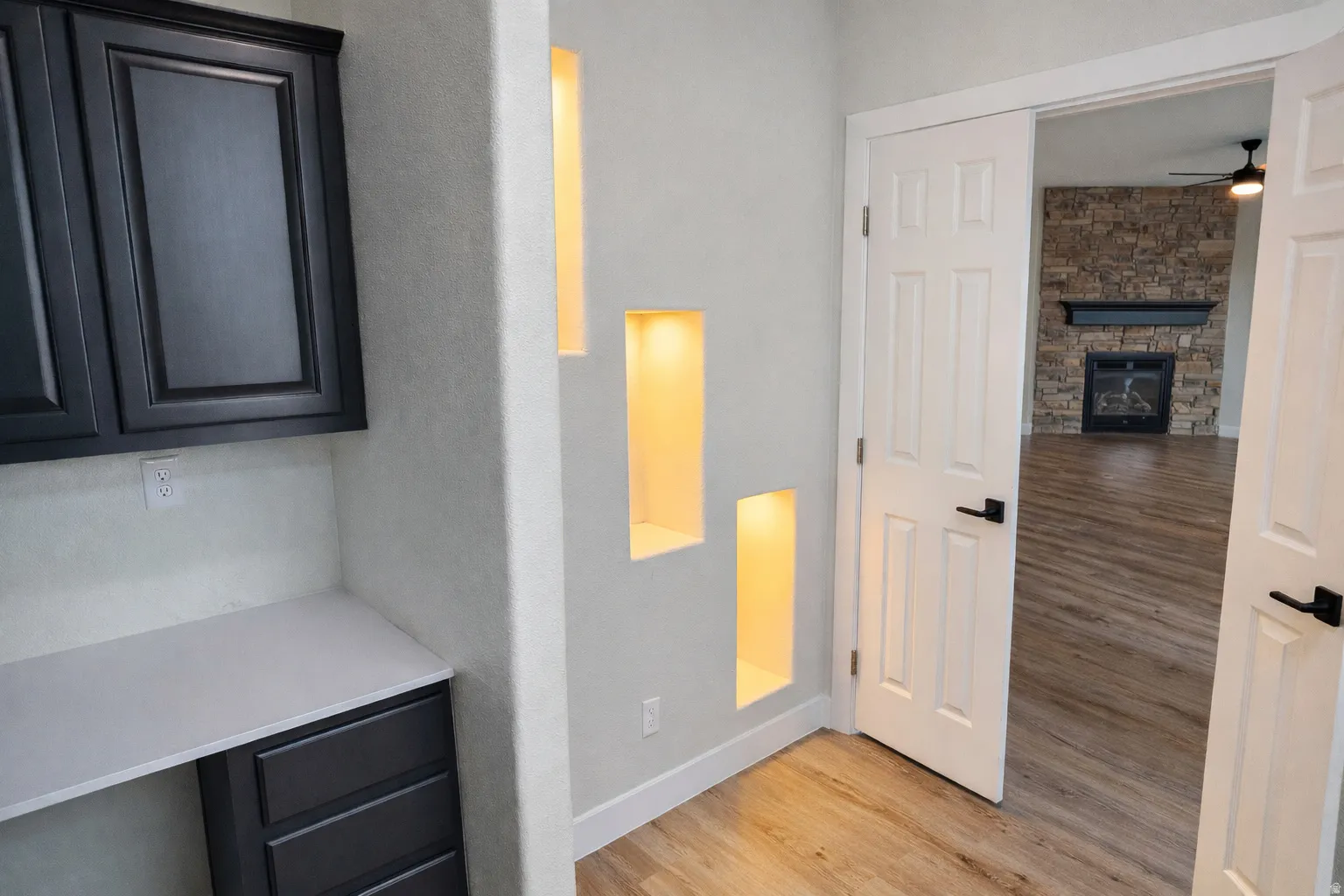 Office featuring baseboards and light wood-style flooring
