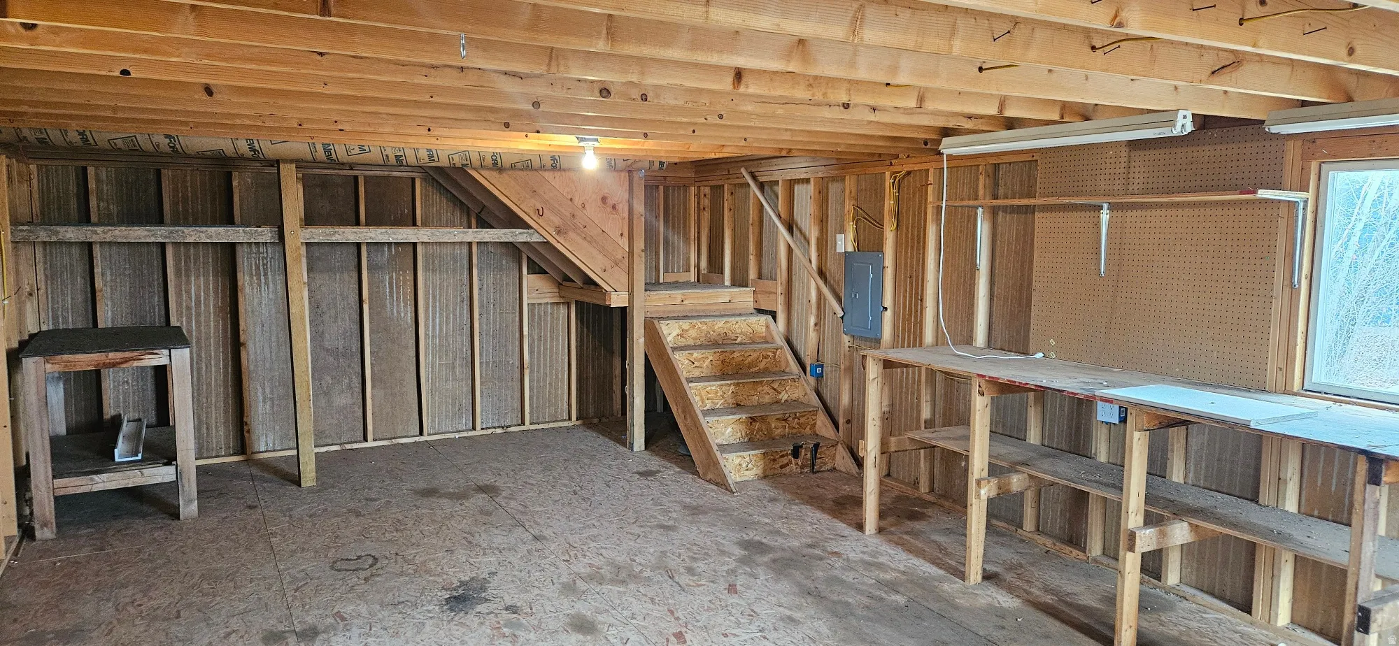 Basement with electric panel