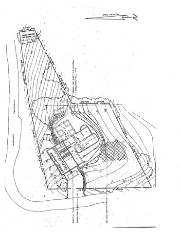 Survey Plat. Illustrating property boundaries, topographical features, and structural elements