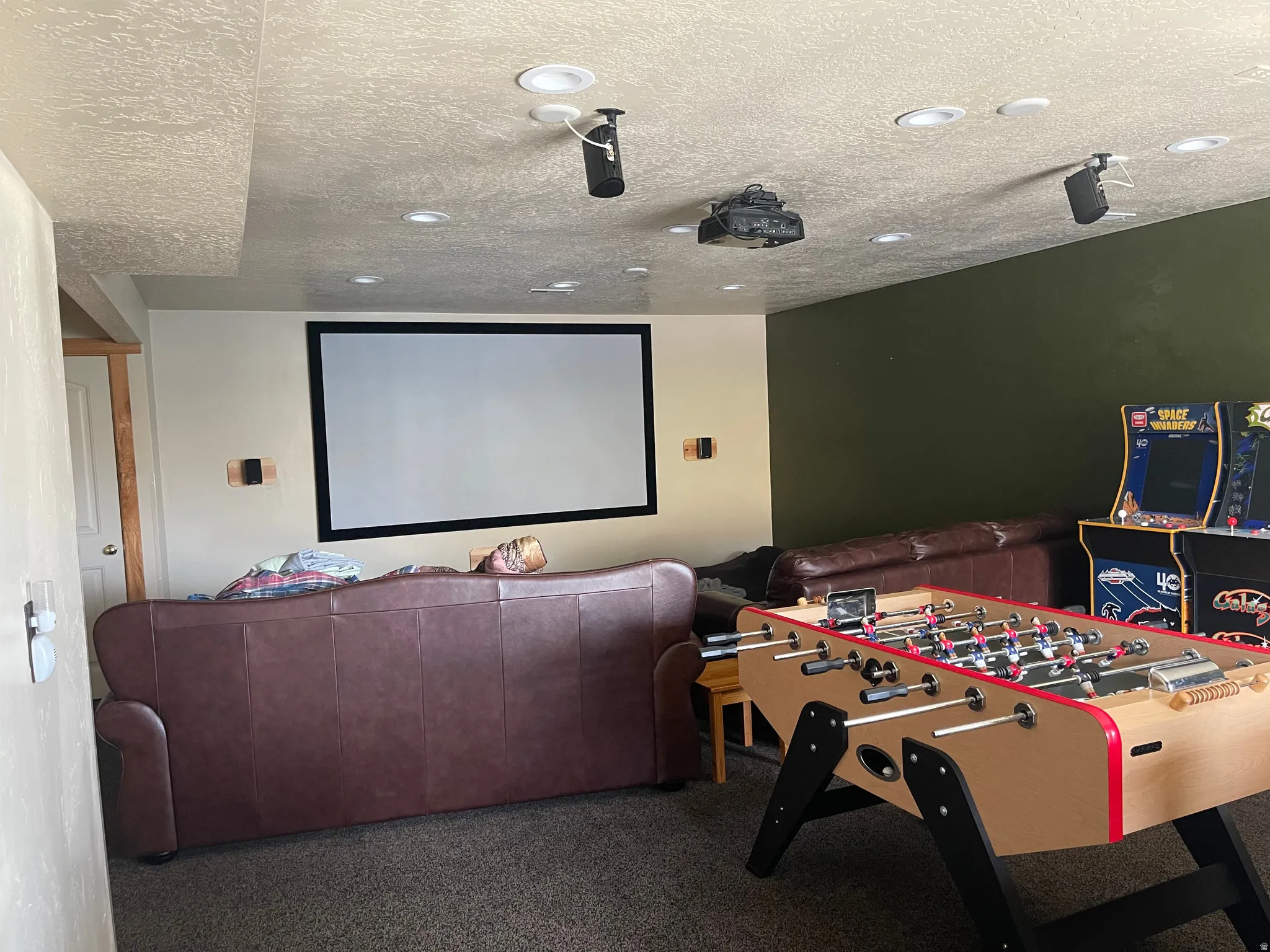 View of carpeted home theater