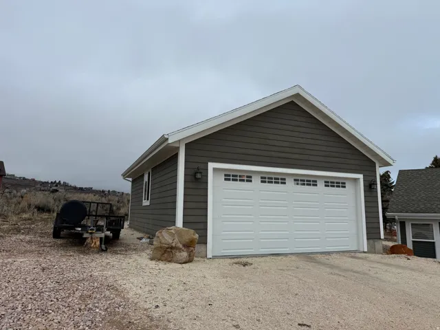 Garage with driveway
