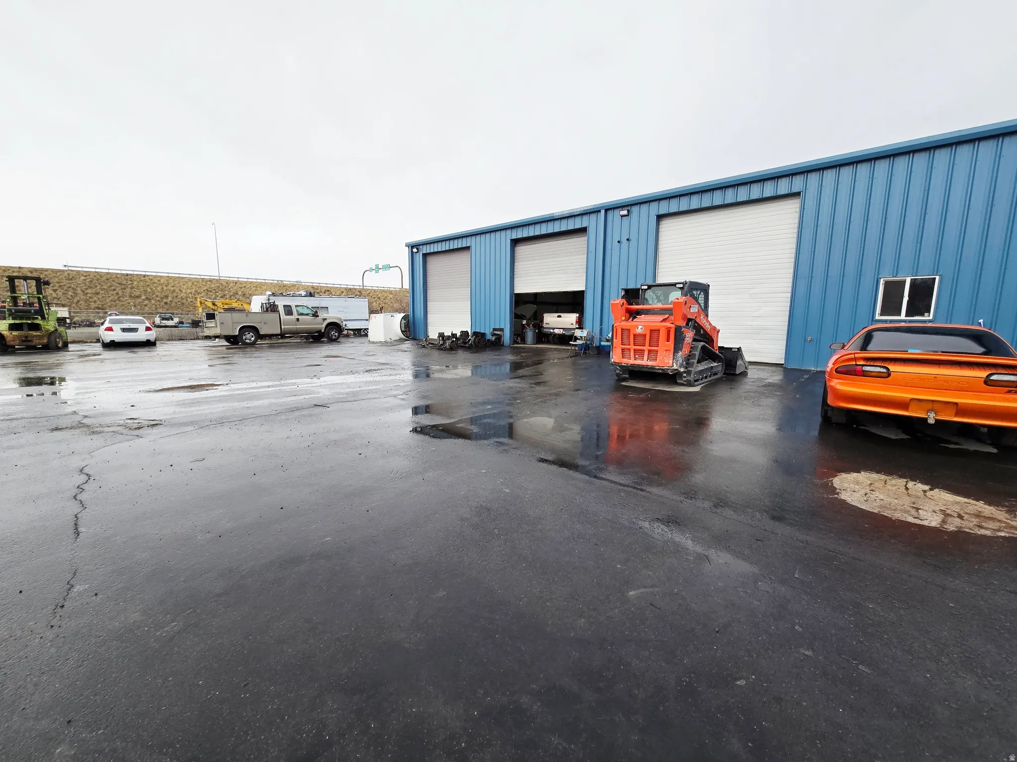 View of detached garage