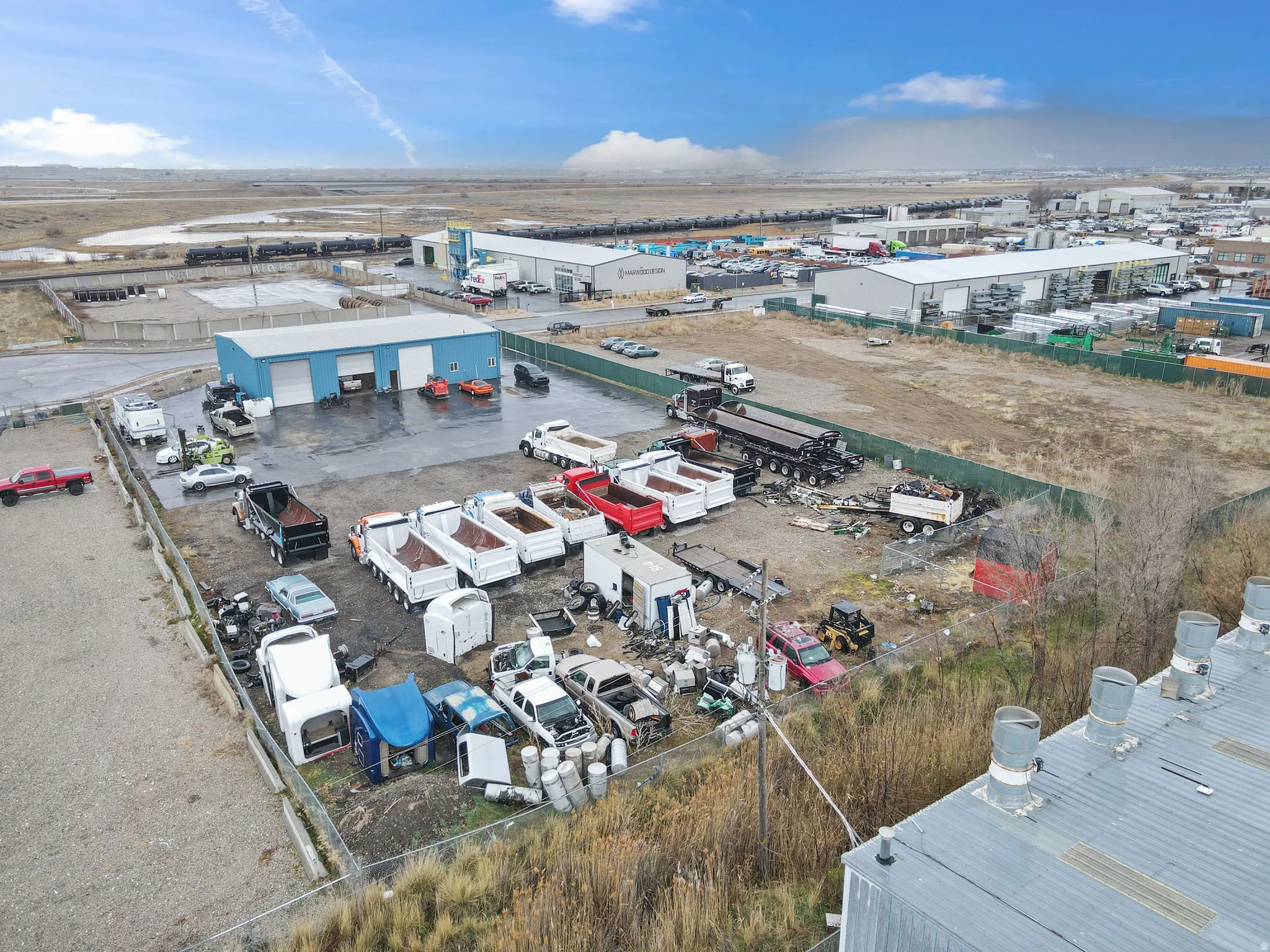 Aerial view of an industrial area
