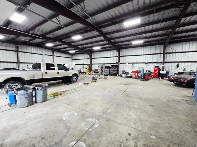 Garage with metal wall