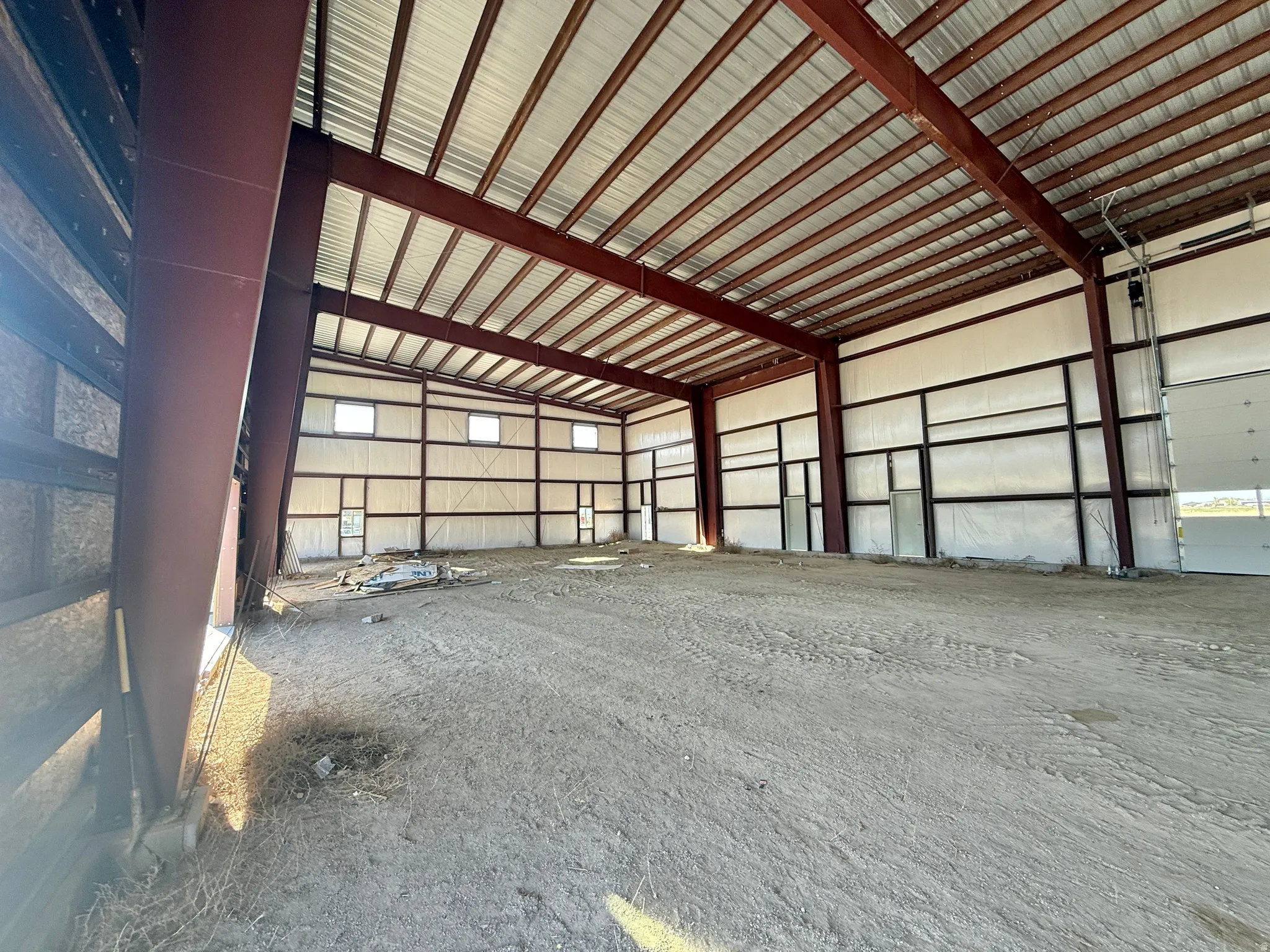 Garage with metal wall