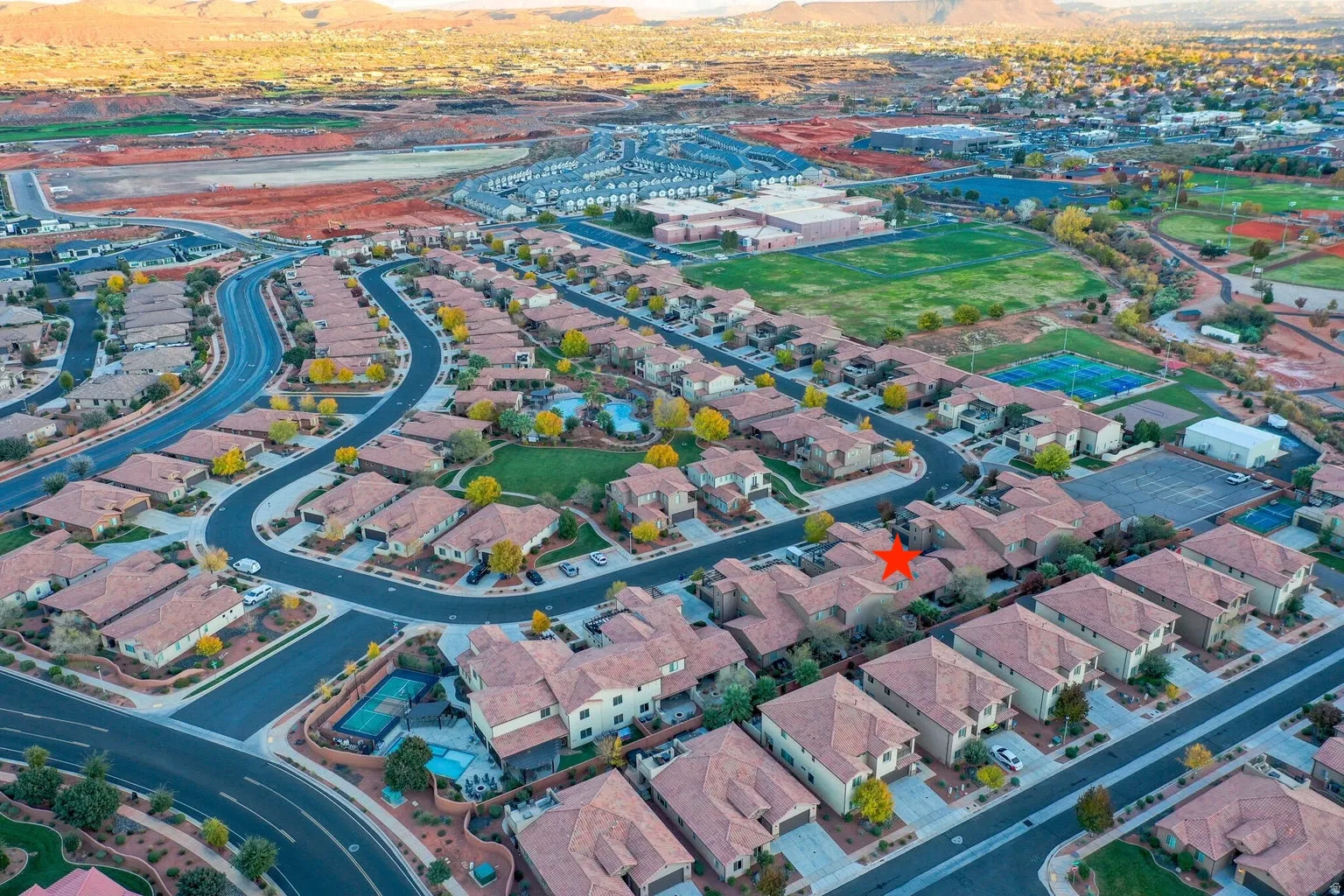 Aerial view of property and surrounding area