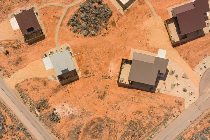 Bird's eye view of a desert landscape