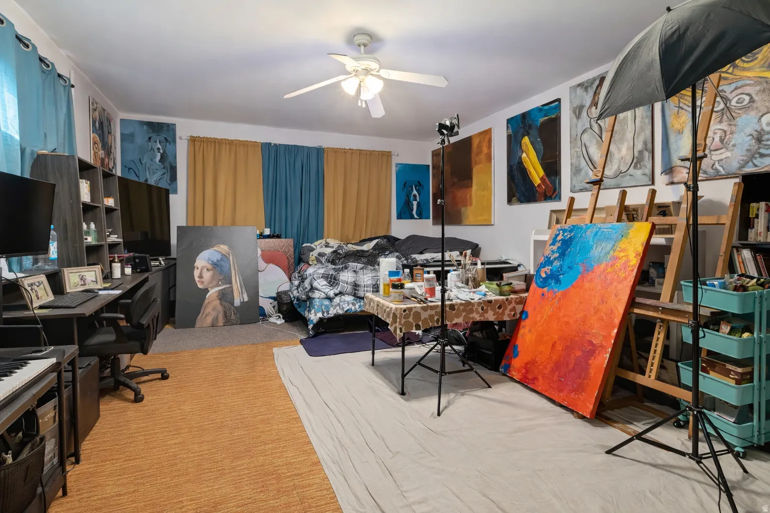 Office space with ceiling fan