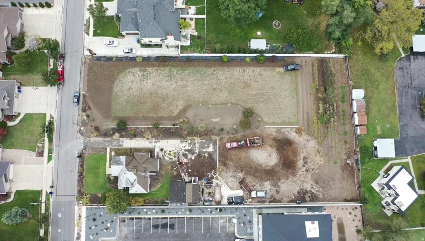 Aerial perspective of suburban area