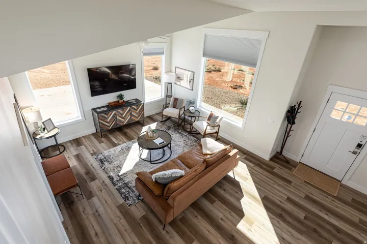 Living room with wood finished floors