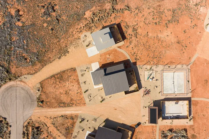 Drone / aerial view of a desert landscape