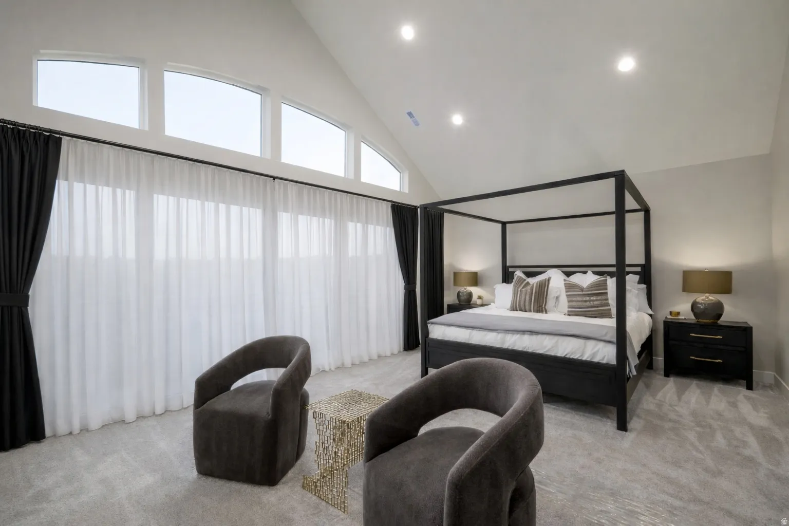 Large primary suite with vaulted ceilings
