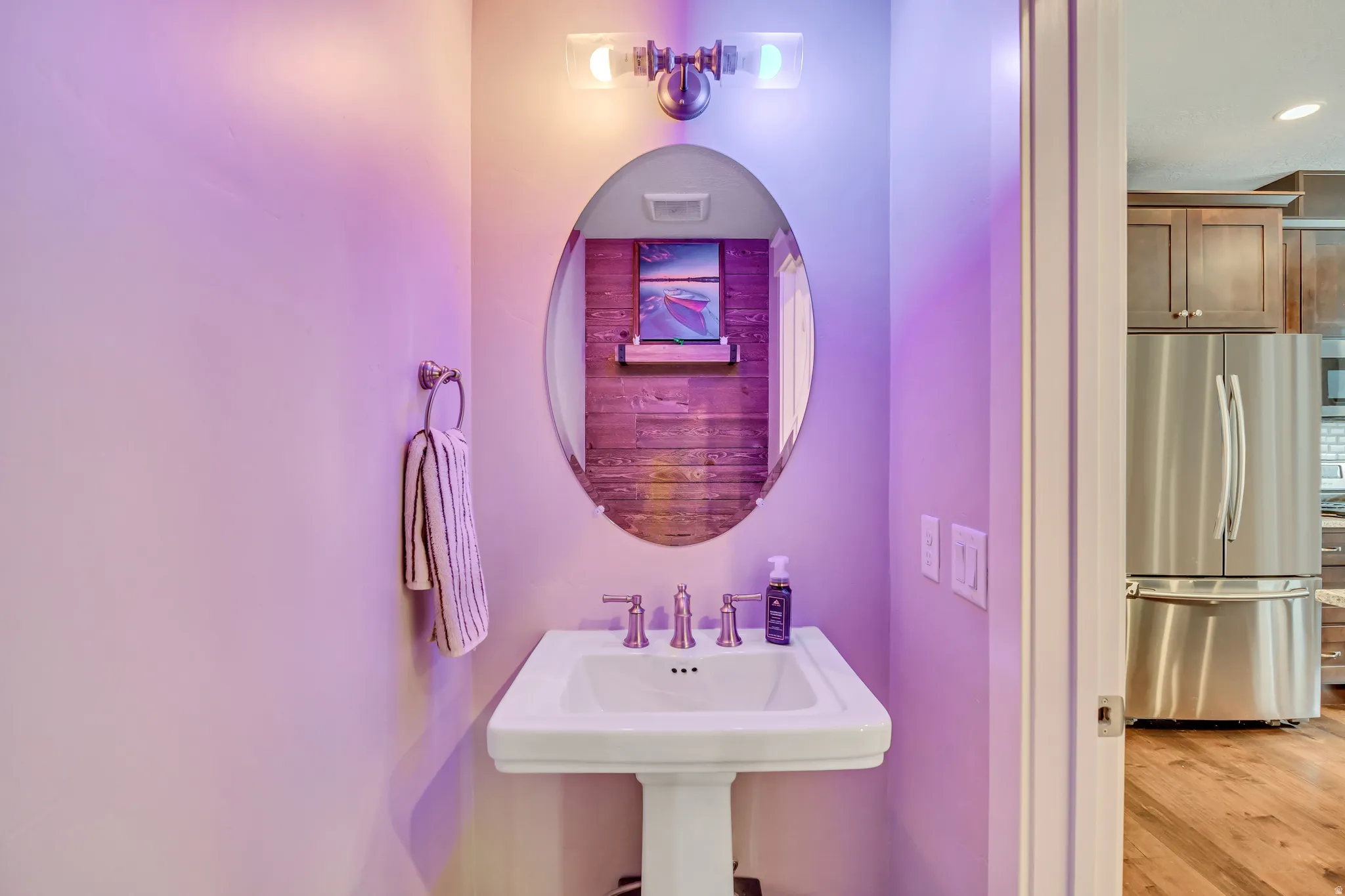 Bathroom with wood finished floors
