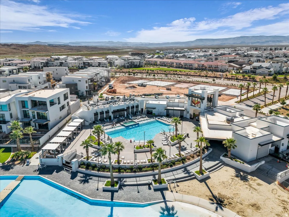 Aerial view of a mountain backdrop