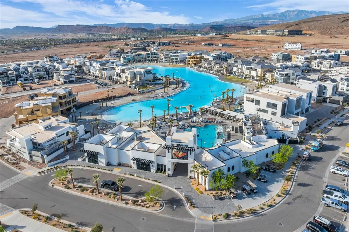 Drone / aerial view of a mountain backdrop
